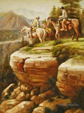 cowboy falaise western Peinture à l'huile
